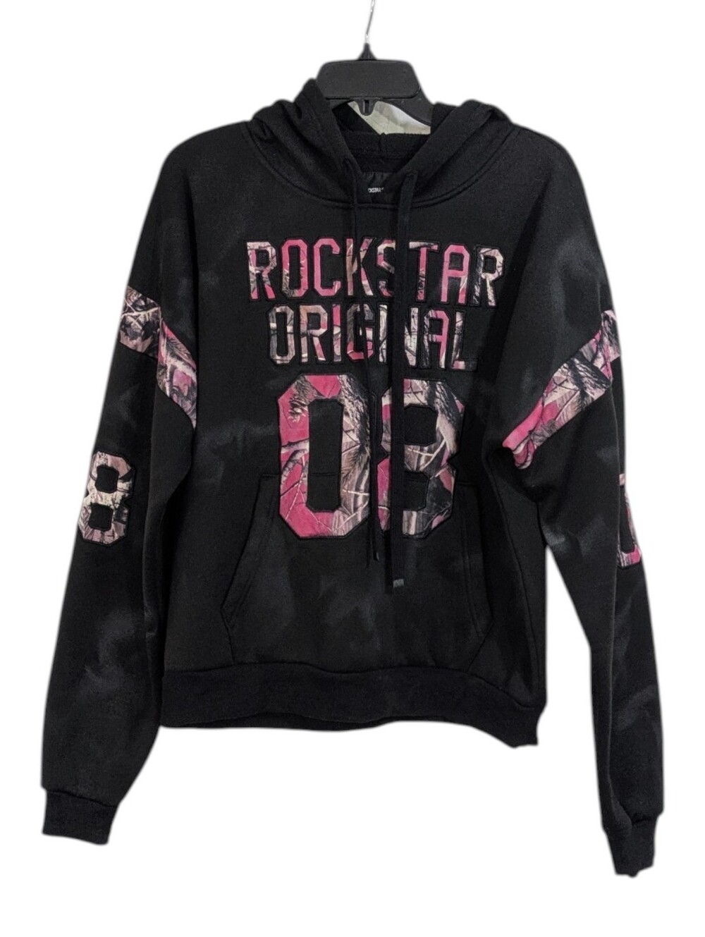 Rockstar Original 08 Oversized Hoodie - Black & Pink Camo - Size Small Womens
